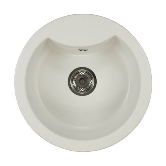 Mila kerek gránit mosogató szifonnal fehér