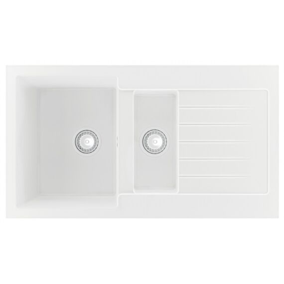 Next2 gyümölcsmosós gránit mosogató automata dugóemelő, szifonnal, fehér