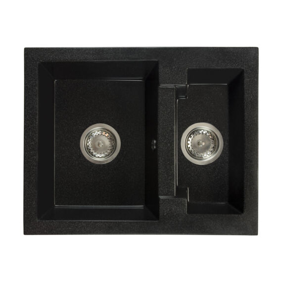 Yogi gyümölcsmosós gránit mosogató szifonnal fekete-szemcsés