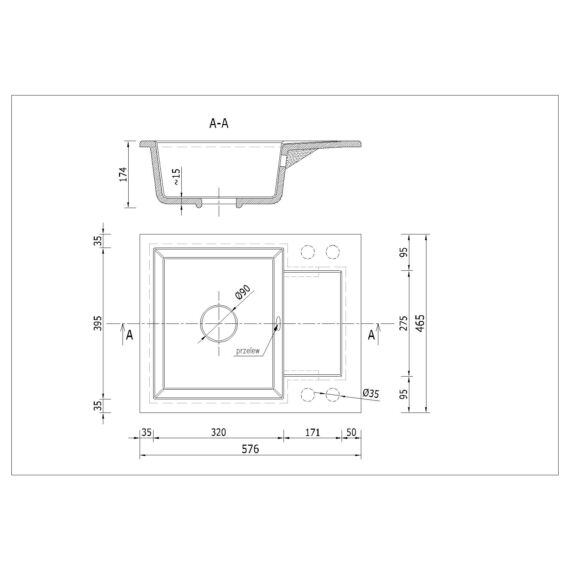 DONZO egymedencés gránit mosogató csepptálcával  méret