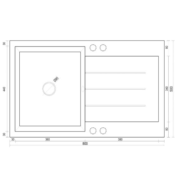 Roxy egymedencés gránit mosogató csepptálcával