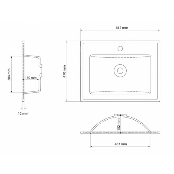 PRIMO gránit mosdókagyló fekete-szemcsés színben
