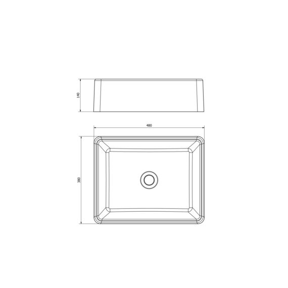 KLARA pultra építhető gránit mosdókagyló fekete színben