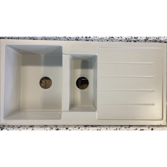 NEXT2 másfél medencés gránit mosogató FALI CSAPHOZ fehér