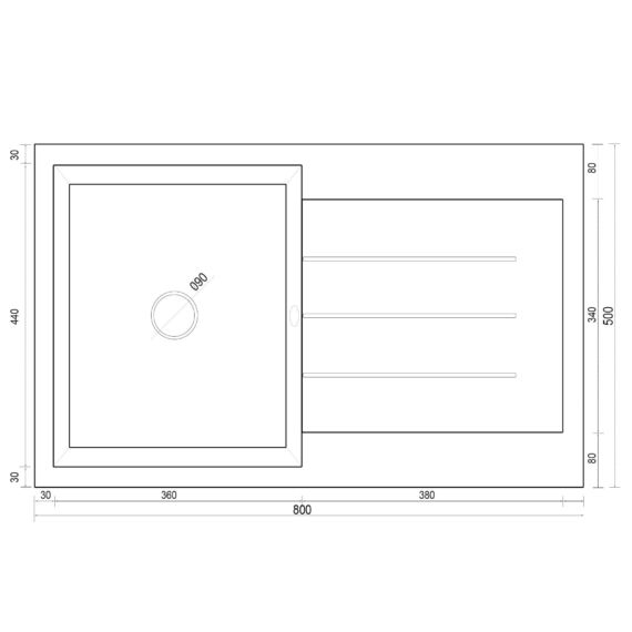 Roxy egymedencés gránit mosogató csepptálcával