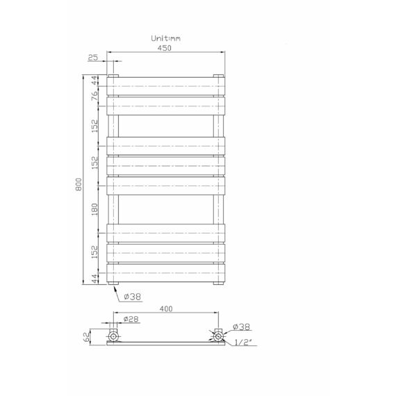 Design classic törölközőszárító radiátor 45cm x 80cm