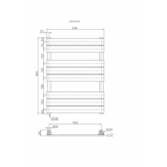 Design classic törölközőszárító radiátor 60cm x 80cm