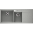 Kép 1/3 - A-POINT 180 kétmedencés csepegtetőtálcás gránit mosogató automata dugóemelő, szifonnal, szürke, balos
