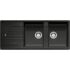 Kép 1/4 - BLANCO ZIA 8S Silgranit kétmedencés csepegtetőtálcás gránit mosogató, szifonnal, fekete-szemcsés